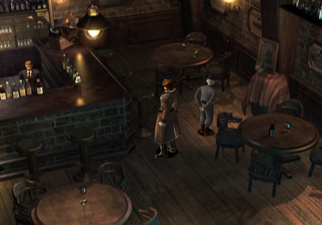 Shadow Hearts (PlayStation 2) screenshot: Visiting a bar in London