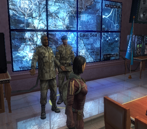 Mercenaries: Playground of Destruction (PlayStation 2) screenshot: Typical indoor mission-giving location