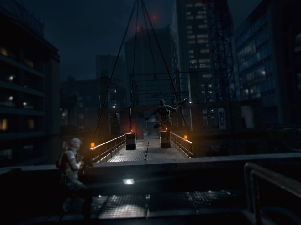 Bravo Team (PlayStation 4) screenshot: Jumping to adjacent building