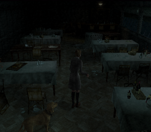 Rule of Rose (PlayStation 2) screenshot: Jennifer is calling Brown in the cafeteria