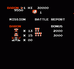 Sky Kid (NES) screenshot: Battle report after each successful mission