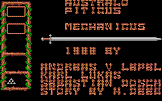 Australo Piticus Mechanicus (Amiga) screenshot: Menu (for game starting)