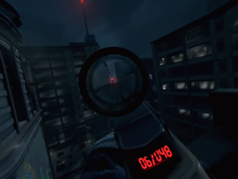 Bravo Team (PlayStation 4) screenshot: Sniping is done by moving shooting controller close to your eye