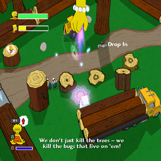 The Simpsons Game (PlayStation 2) screenshot: Lisa uses her Hand of Buddha ability to lift heavy objects