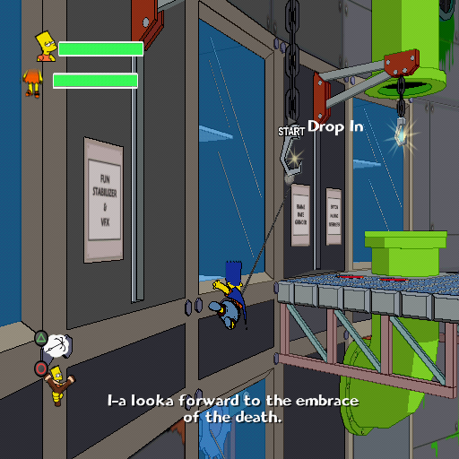 The Simpsons Game (PlayStation 2) screenshot: Bart is using his "Bartman" gliding ability!