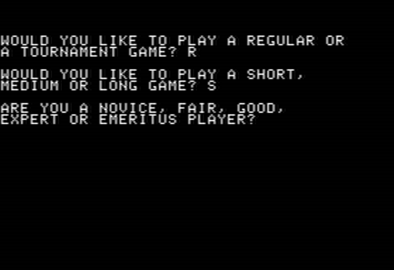 Super Stellar Trek (Apple II) screenshot: Starting a New Game