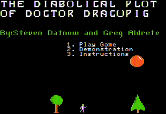 The Diabolical Plot of Doctor Dracupig (Apple II) screenshot: Title Screen