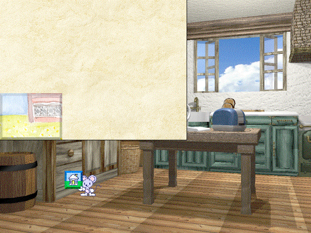 Small House (Macintosh) screenshot: Found a picture piece! The only real goal in this game is to find all the pieces of this picture.