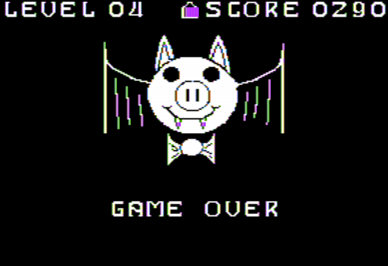 The Diabolical Plot of Doctor Dracupig (Apple II) screenshot: Game Over