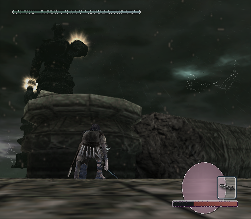 Shadow of the Colossus (PlayStation 2) screenshot: Cower in fear, mortal, and behold the splendor of the most powerful colossus of all!
