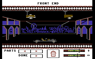 Hot Wheels (Commodore 64) screenshot: Building and designing your car.
