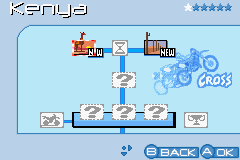 Moto Racer Advance (Game Boy Advance) screenshot: The Cross path in the Progression game mode
