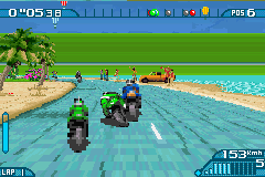 Moto Racer Advance (Game Boy Advance) screenshot: Racing in California.