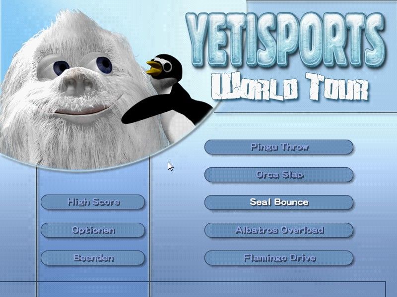 Yetisports: World Tour (Windows) screenshot: Menu