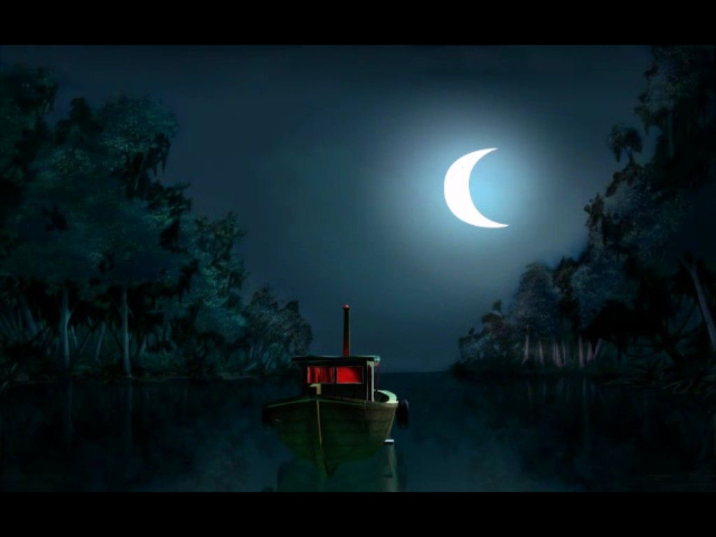 Broken Sword II: The Smoking Mirror - Remastered (Windows) screenshot: Just a relaxing boat ride in the moonlight