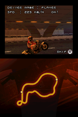 Moto Racer DS (Nintendo DS) screenshot: First objective complete: the radar took a photo.