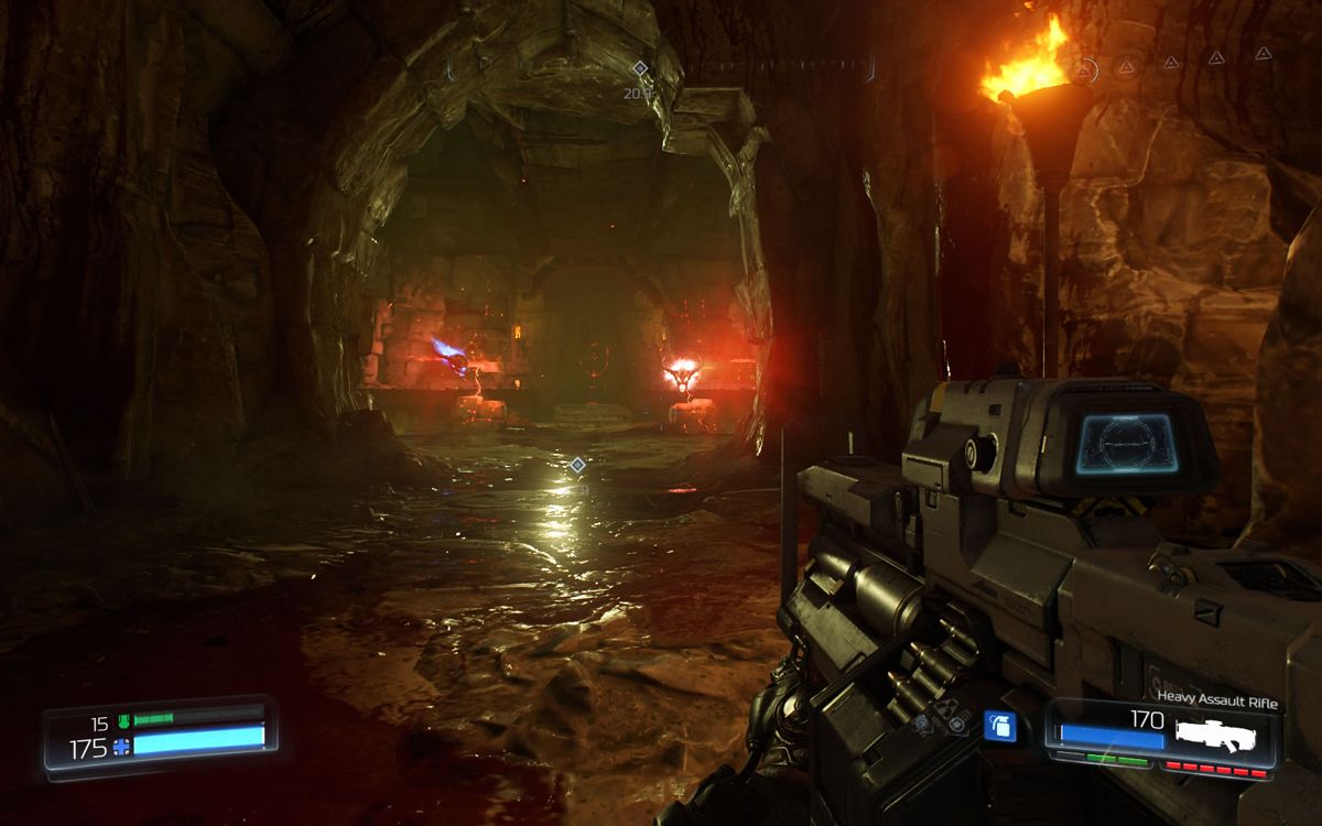 Doom (Windows) screenshot: The Lost Souls deal a lot of damage if you do not see them coming in time.