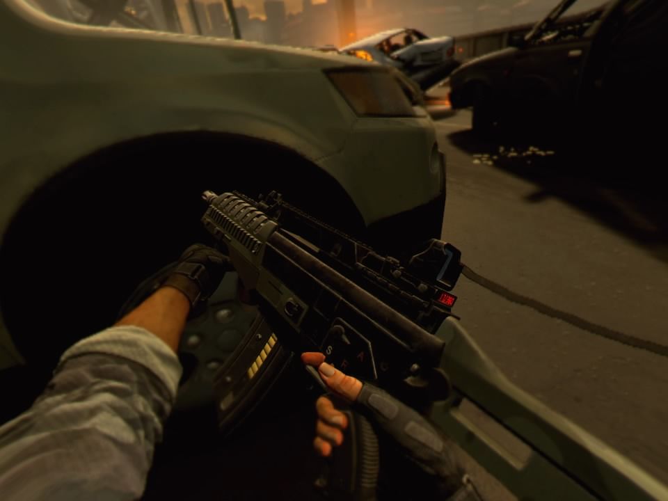 Bravo Team (PlayStation 4) screenshot: Looking down at my rifle