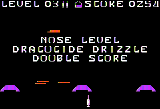 The Diabolical Plot of Doctor Dracupig (Apple II) screenshot: Level 4 Brings Nasal Congestion
