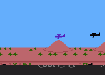 Flying Ace (Atari 8-bit) screenshot: Enemy on my tail
