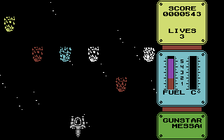 Gunstar (Commodore 64) screenshot: Asteroid Stage.