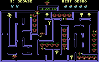 Guzzler (Commodore 16, Plus/4) screenshot: Waiting to deflate.