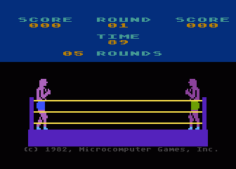 KNOCKOUT (Atari 8-bit) screenshot: Game start from your corners Round 1