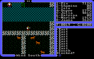 Ultima IV: Quest of the Avatar (DOS) screenshot: Buy horses in Paws! In a town with such a name, you'd expect to be able to buy cats...