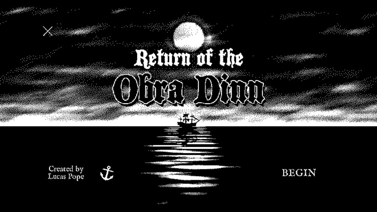 Return of the Obra Dinn (Windows) screenshot: The "LCD" color theme