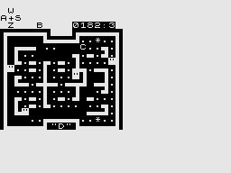 Arcade Action (ZX81) screenshot: Greedy Gobbler: Clearing the maze.