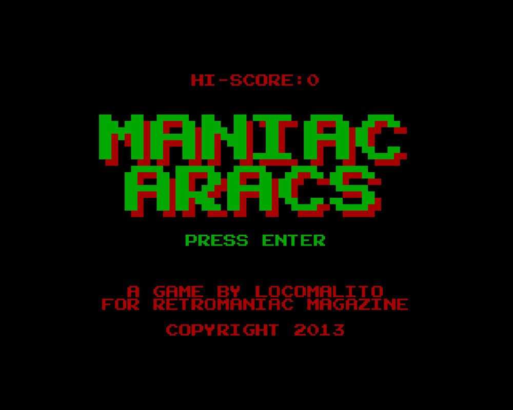 Maniac Aracs (Windows) screenshot: Title screen