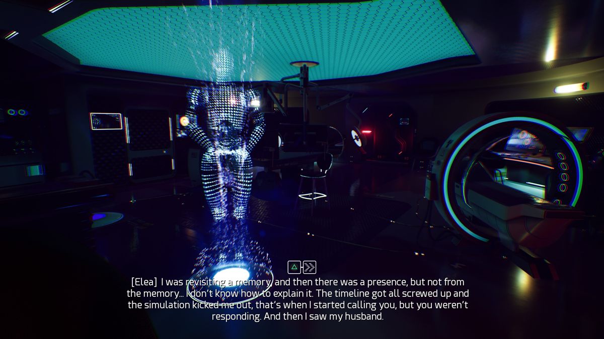 Elea: Episode 1 (PlayStation 4) screenshot: Talking to an AI