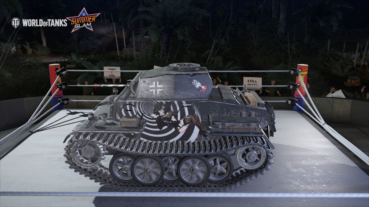 World of Tanks: Bonus German Tank! (PlayStation 4) screenshot: Left side view of the tank while in the garage