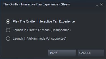 The Orville: Interactive Fan Experience (Windows) screenshot: Loading version 1.0.9 and there seems to be more than one way to play