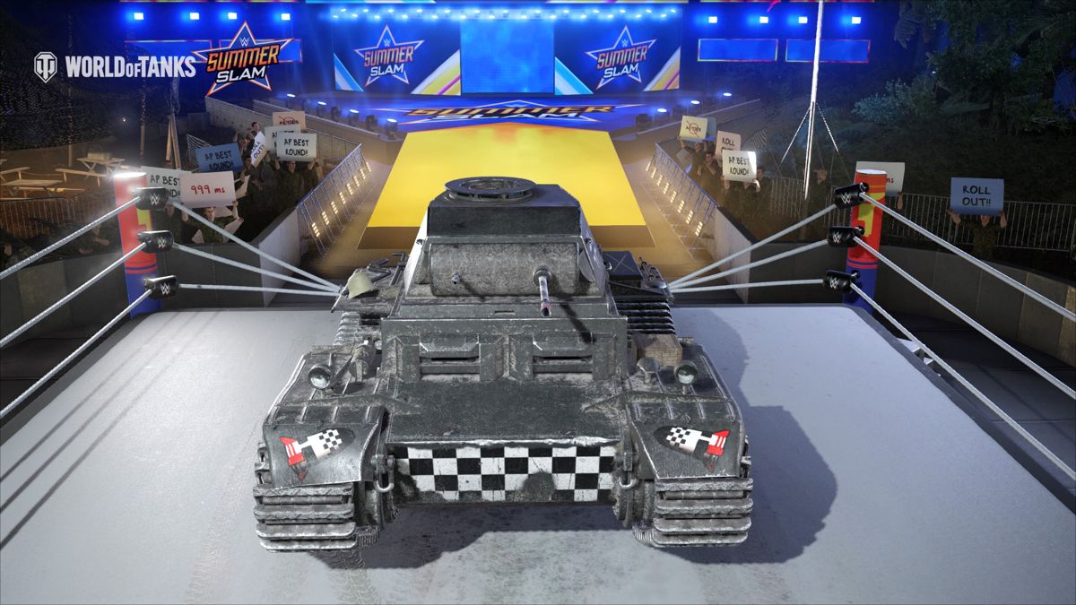 World of Tanks: Bonus German Tank! (PlayStation 4) screenshot: Front view of the tank while in the garage