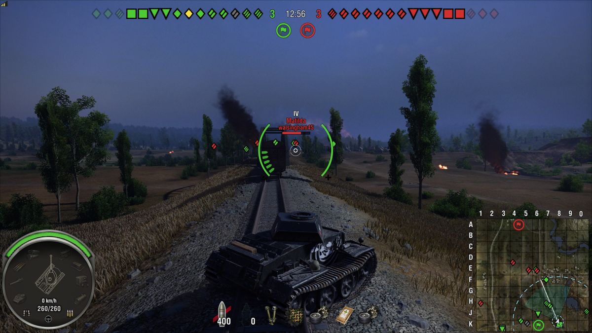 World of Tanks: Bonus German Tank! (PlayStation 4) screenshot: Crossing the railroad tracks