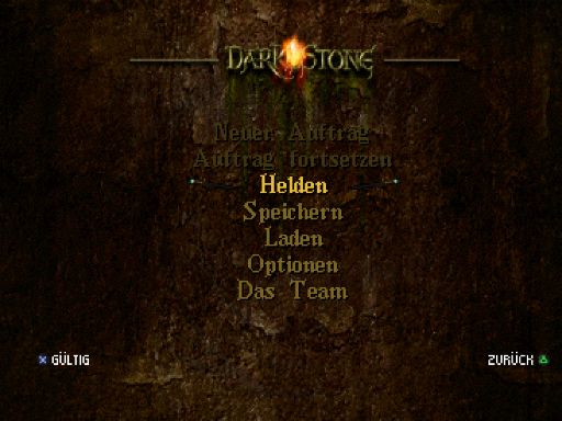 Darkstone (PlayStation) screenshot: Main menu