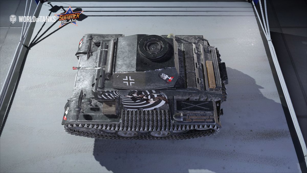 World of Tanks: Bonus German Tank! (PlayStation 4) screenshot: Top view of the tank while in the garage