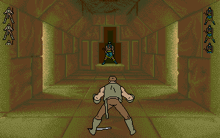 Guy Spy and the Crystals of Armageddon (Atari ST) screenshot: The dagger quick! That guy looks dangerous