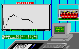 Football Director II (Atari ST) screenshot: Sadly not to the good. My performance here. At least I can play Football Director III in the office