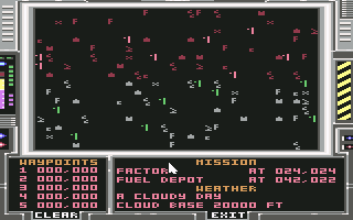 F-16 Combat Pilot (Commodore 64) screenshot: Mission map