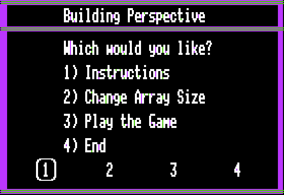 Building Perspective (Apple II) screenshot: Main Menu