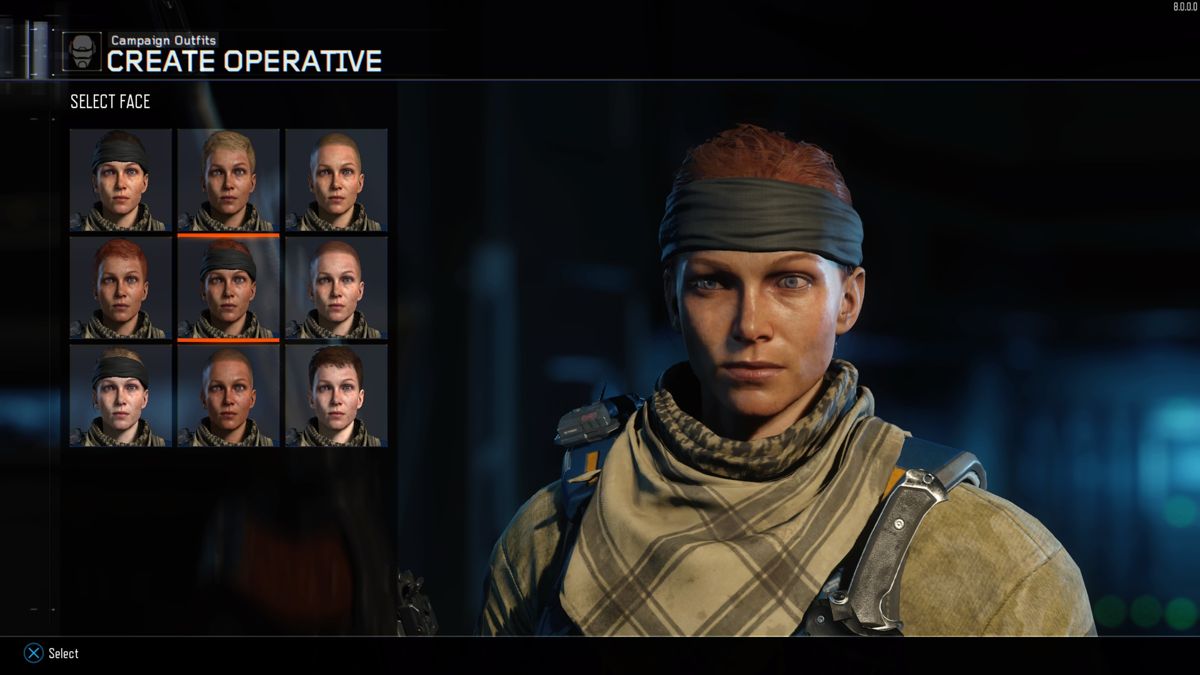 Call of Duty: Black Ops III (PlayStation 4) screenshot: Face selection