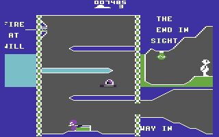 Killer Watt (Commodore 64) screenshot: Shoot the switch to finish the level.