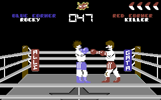 KnockOut! (Commodore 64) screenshot: Punch to the head.