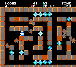 Crystal Mines (NES) screenshot: Now, enemies are very hard to kill