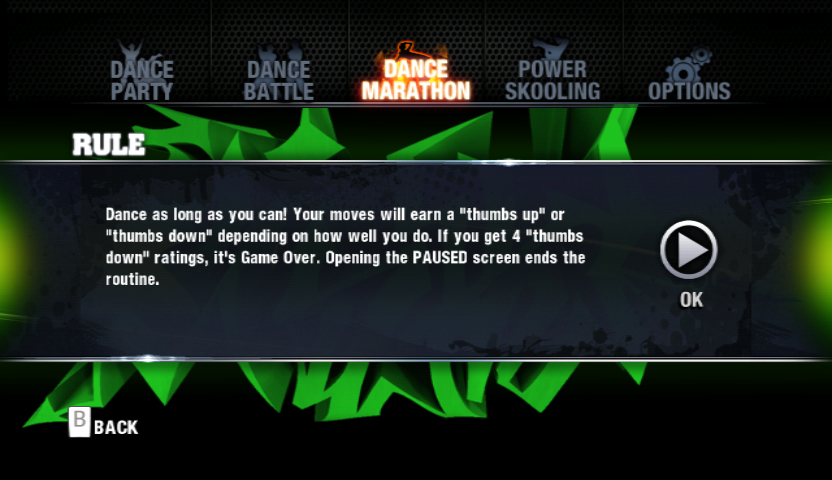 The Hip Hop Dance Experience (Wii) screenshot: About Dance Marathon