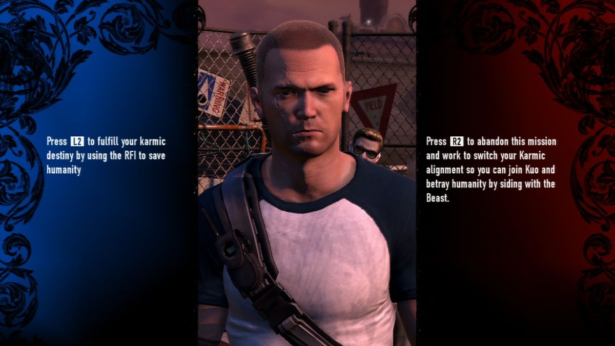 inFAMOUS 2 (PlayStation 3) screenshot: Certain key missions present you with a dilemma.