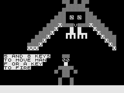 Bigflap Attack (ZX81) screenshot: Hit the bird.