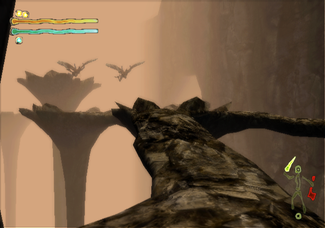 Shadow Tower: Abyss (PlayStation 2) screenshot: Ahh, the magnificent Cliff Area! There is only one problem: very tough enemies flying around!..